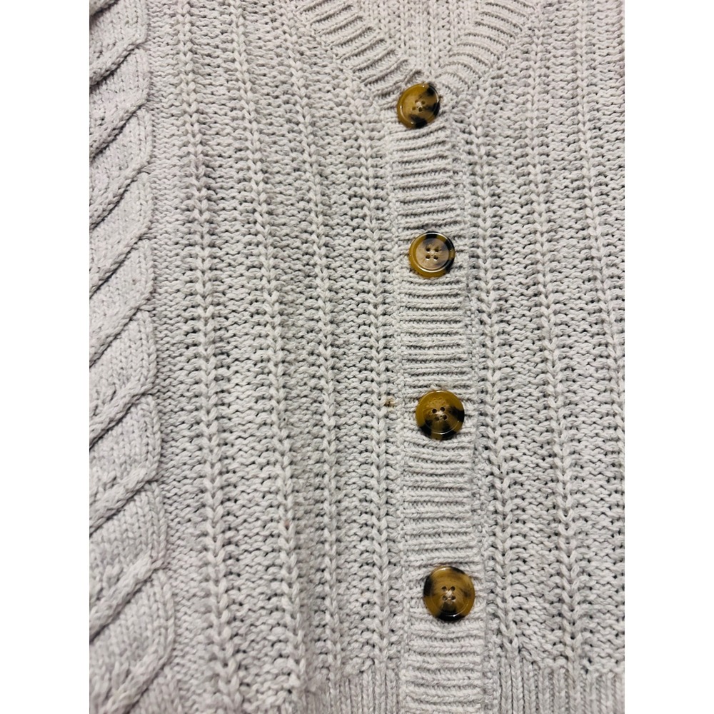 Cupcakes Cashmere Cable Knit Cardigan Women Large Gray  V-Neck Button Front - Picture 4 of 9